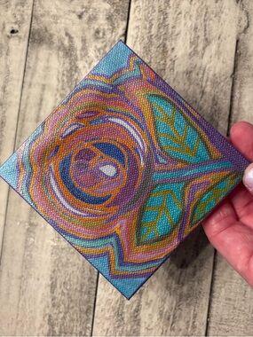 Hand-Painted Abstract Home Art in Purple, Teal & Gold